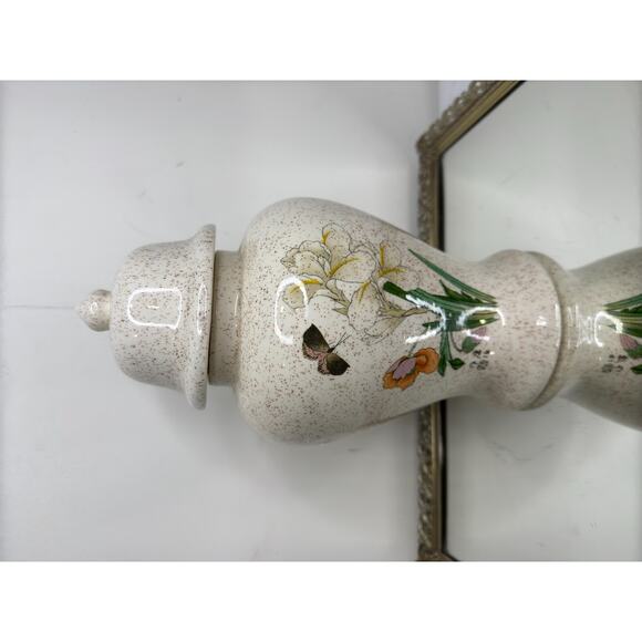 Beautiful Vintage Ginger Jar with Floral Scene depicting Poppy flower, Iris - Picture 7 of 10